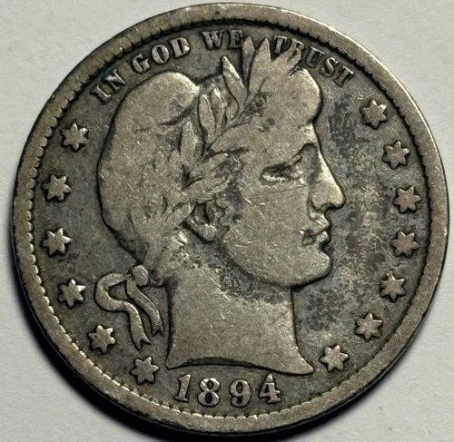 1894-O Barber Quarter — Circulated 🔥 Original Surfaces