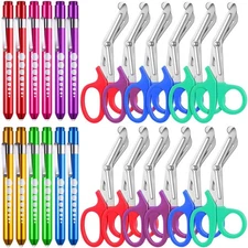 Chumia 24 Pack Trauma Shears and Pen Light for Nurses Nursing Scissors with P...