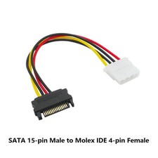 1Pc SATA 15-pin Male to Molex IDE 4-pin Female Power Drive Adapter Adaptor Cable