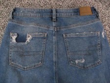 American Eagle Jeans Womens 6 Mom Straight Distressed High Rise Denim 28x27