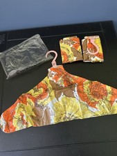 Vintage Flower Power Inflatable Hangers Drip Dry Set of 3 Brown Orange 1970  s