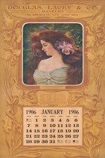 πΊ Vintage 1906 Art Nouveau Calendar Poster - Elegant Lady - 16x24β Premium