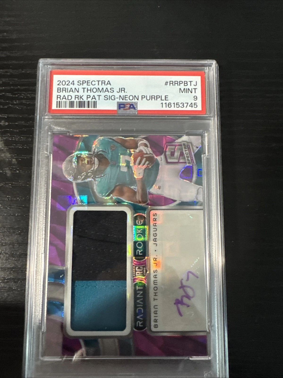 Brian Thomas Panini Spectra Radiant Rookie Patch Signatures #RRPBTJ Neon Purple