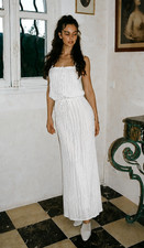 Dolce & Gabbana Vintage Knit Cotton Lace Sheer White Maxi Designer Dress IT42