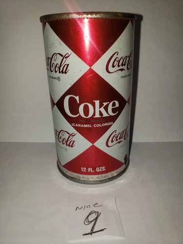 #9 Vtg Coca Cola Flat Top Diamond Pattern 12 Fl Oz Can No Lid