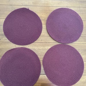 Braided Chair Pad Set Of 4 Maroon 15” Diameter Country
