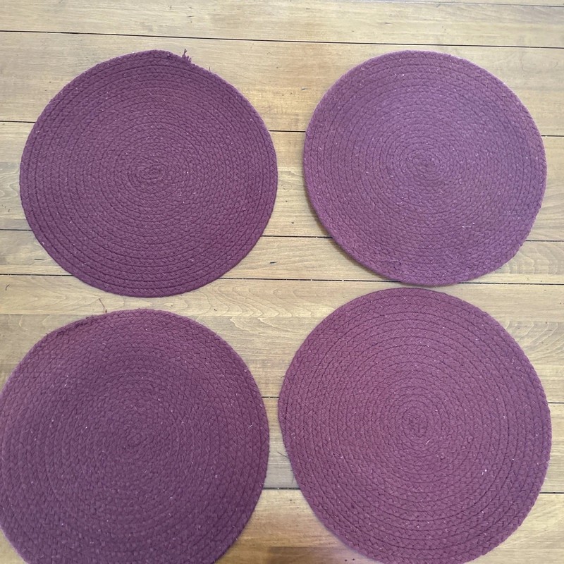 Braided Chair Pad Set Of 4 Maroon 15” Diameter Country