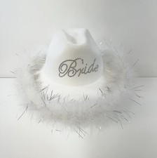 Bride Feather White Cowboy Hat David  s Bridal NWT G7