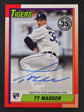 Topps 2025 Update Ty Madden RC Auto 1990 Topps Autographs #90B2-TM Tigers