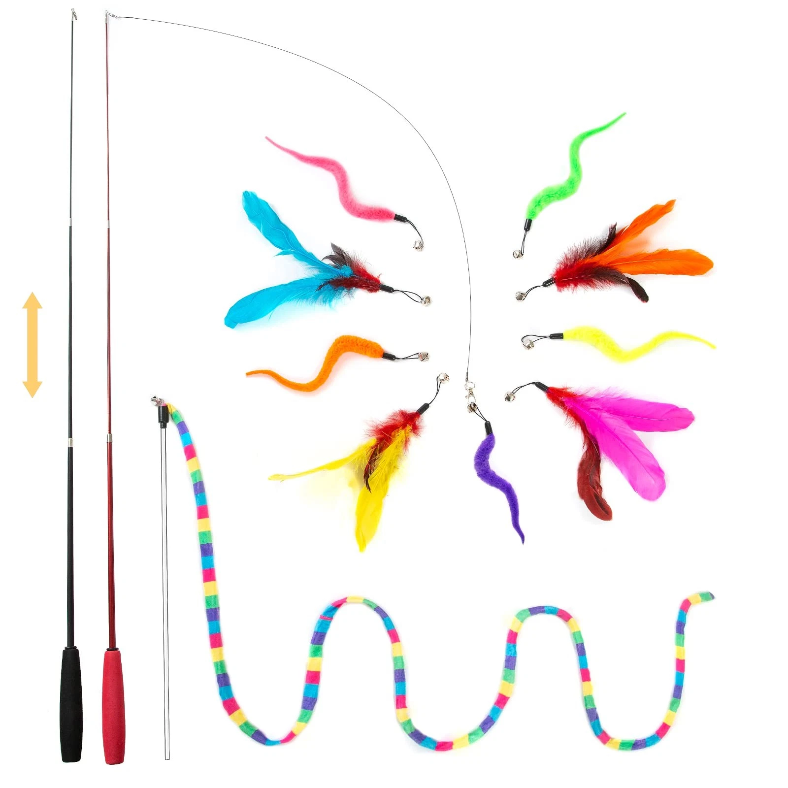 FYNIGO Cat Toys for Indoor Cats Adult Kitten Interactive Cat Feather Wand Toys