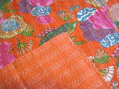 Handmade Kantha Quilt Home Decor Ralli Blanket Kantha Throw Bedspreads Coverlet - Picture 4 of 4