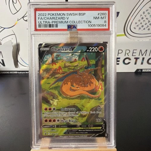 CHARIZARD V 2022 POKEMON BLACK STAR PROMO ULTRA PREMIUM #SWSH260 PSA 8 NM-MT