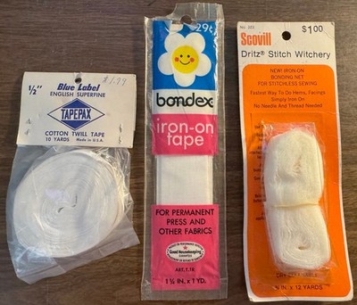 Dritz Stitch Witchery/Bondex Iron-On Tape/Tapeax Cotton Twill Tape