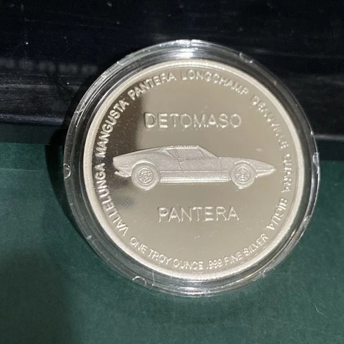 1 OZ Detomaso PANTERA  .999 FINE SILVER Round - # 39 - Uncirculated in Case