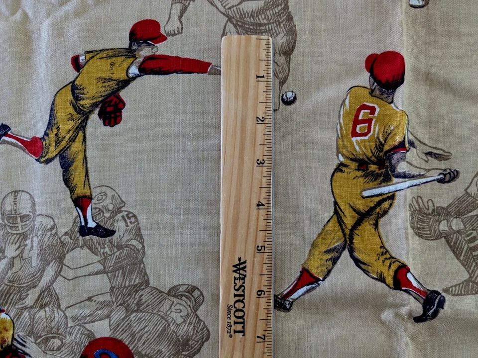 TELA DEPORTIVA VINTAGE POR x 36" de ancho algodón resistente RARA imágenes vintage Foto 2 de 4