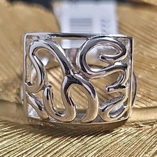 925 Sterling Silver Square Top Swirl Openwork...