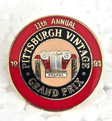 1993 11th Annual Pittsburgh Vintage Grand Prix Gold Tone Lapel Tie Pin 7/8''