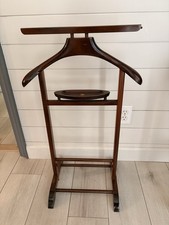 Vintage SPQR Made in Italy Wood Valet Butler Stand With Cufflink Tray 32 Tall