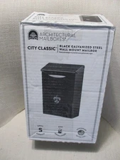 Wall Mount Mailbox Black Small "City Classic" Steel Galvanized Mailbox