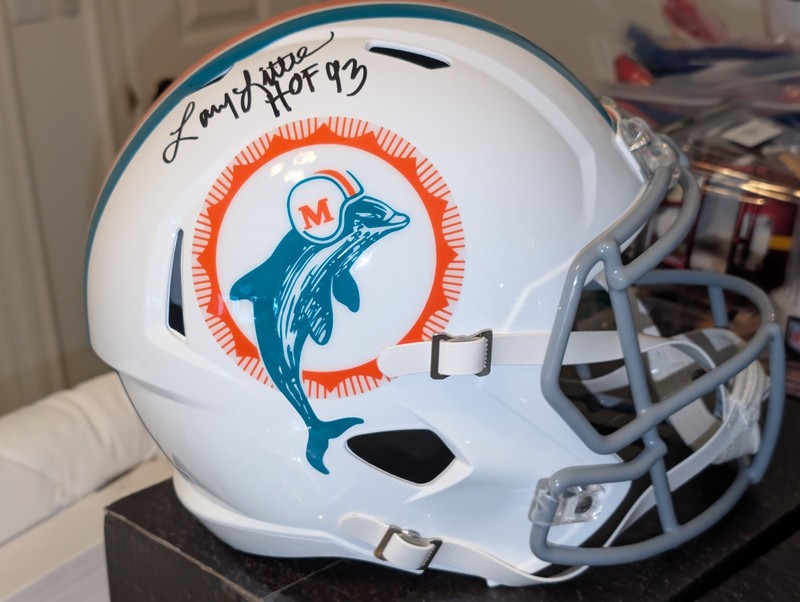 LARRY LITTLE SIGNED MIAMI DOLPHINS FULL SIZE REPLICA HELMET AUTOGRAPH HOF 93