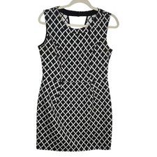 PIT Amsterdam Dress US 4 Black White Geometric Sleeveless Sheath Modern