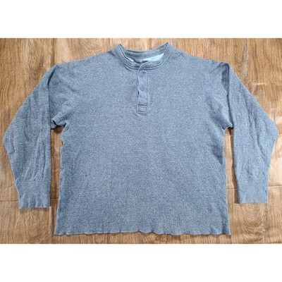 LL Bean River Drivers Henley Shirt Mens XL Bluegray Wool Base Two Layer Outdoor