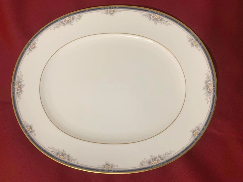 "Plato para servir ovalado Noritake Ontario 13,75"" vintage floral adorno dorado China" Foto 2 de 4