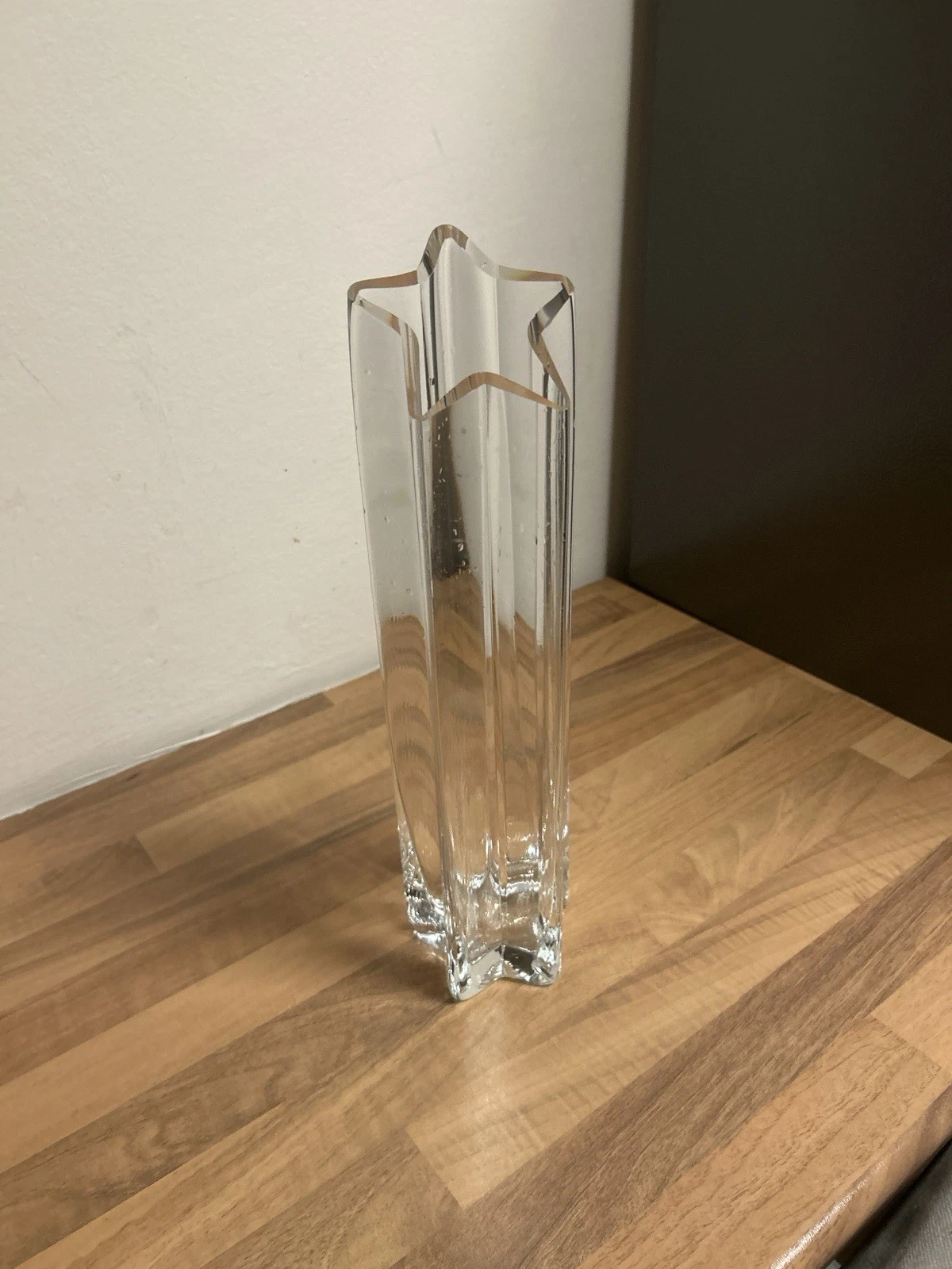 Glass Vase 35cm - 1.3kg - Thick Clear Glass - Elegant Star Rim