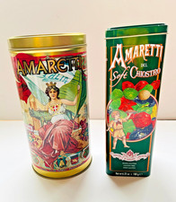 Two Amaretti del Chiostro Biscuit Tins Large Collectible Made in Italy - Empty
