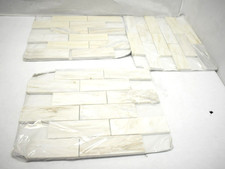 Lot of 3 Angora Subway Polished Marble Mosaic Tiles Cracked Chipped 11.81"