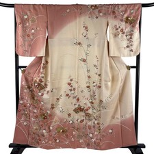 JAPANESE KIMONO HOMONGI Pink 160cm 5 ft 3 in PURE SILK AA8688