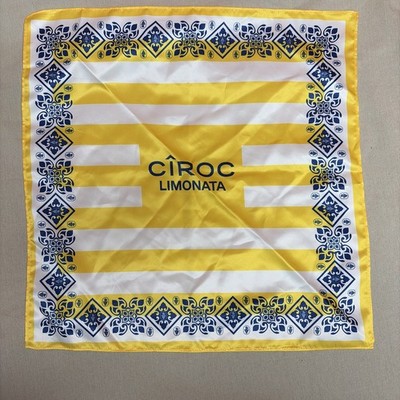 CIROC LIMONATA Vodka Bandana Handkerchief Yellow & Blue Set 18'' Square NEW