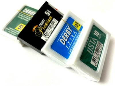 30 Blades USTA razor DERBY Blue Green Black premium Shaving Double Edge Sampler