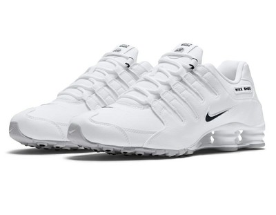 all white leather nike shox