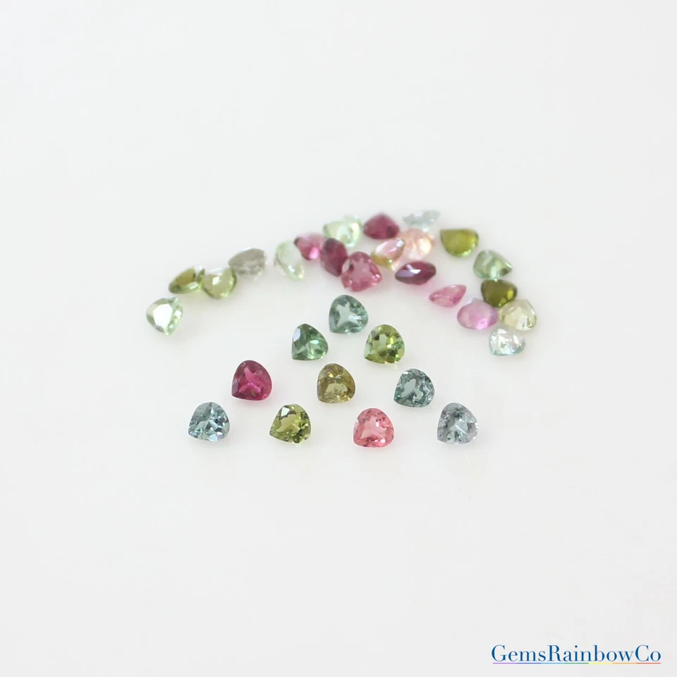 Natural Multi-Color Tourmaline Heart Faceted Loose gemstone 5mm A Quality - Image 2 of 4