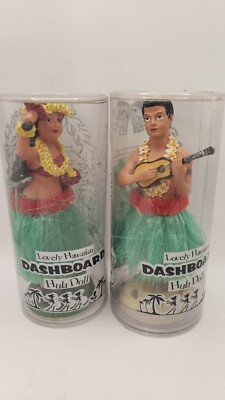 Lovely Hawaiian Dashboard Hula Doll Female & Male Lot Of 2 KC Company 7  Kealoha