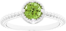 Peridot Rope Halo Stacking Ring in Sterling Silver