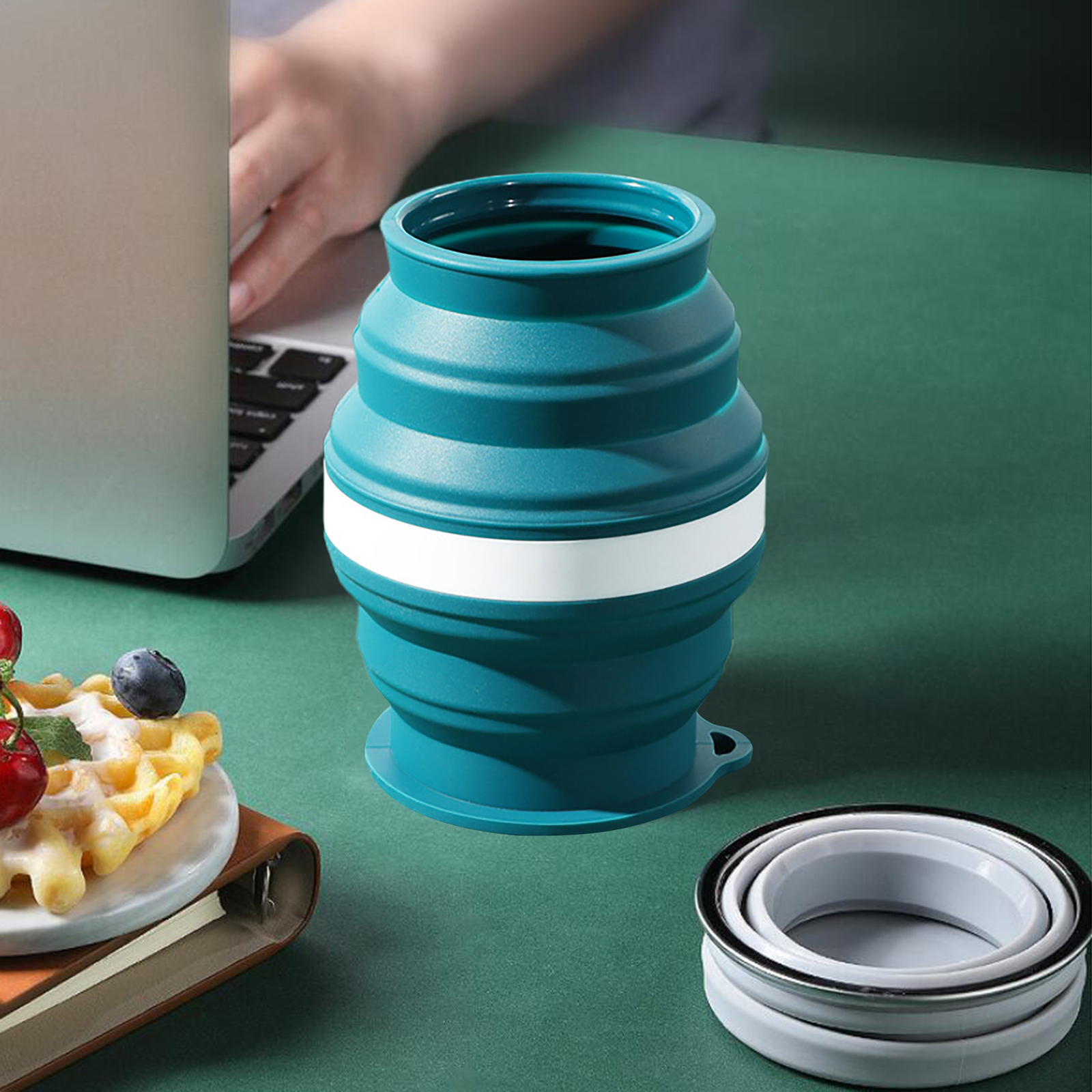 350ml Folding Cup Grade Antiscald Silicone Folding Camping Cup Compact