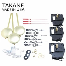 USA Takane Pendulum Clock Movements Kit and More,1 1/4" Shaft Length (Set of 3)