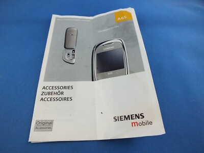 Original Siemens A65 Info Katalog Broschüre Zubehör Accessories Accessori mobile