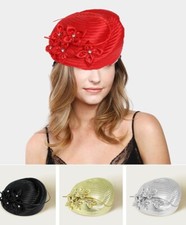 Silky Beret Bucket Kentucky Derby Wedding Hat Church Dressy Cocktail Party