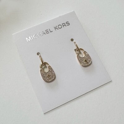 NEW Michael Kors Women Heritage Padlock Gold Tone Drop Earrings, MKJ4889710  $115