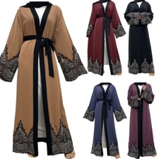 Dubai Women Muslim Open Abaya Cardigan Long Robes Turkey Kimono Ramadan Kaftan