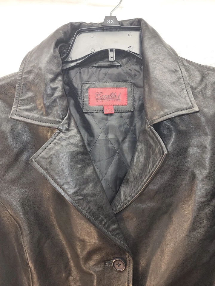 Excelled Collection Leather Jacket Womens Large Black 100% Real Leather Short - Image 2 of 4