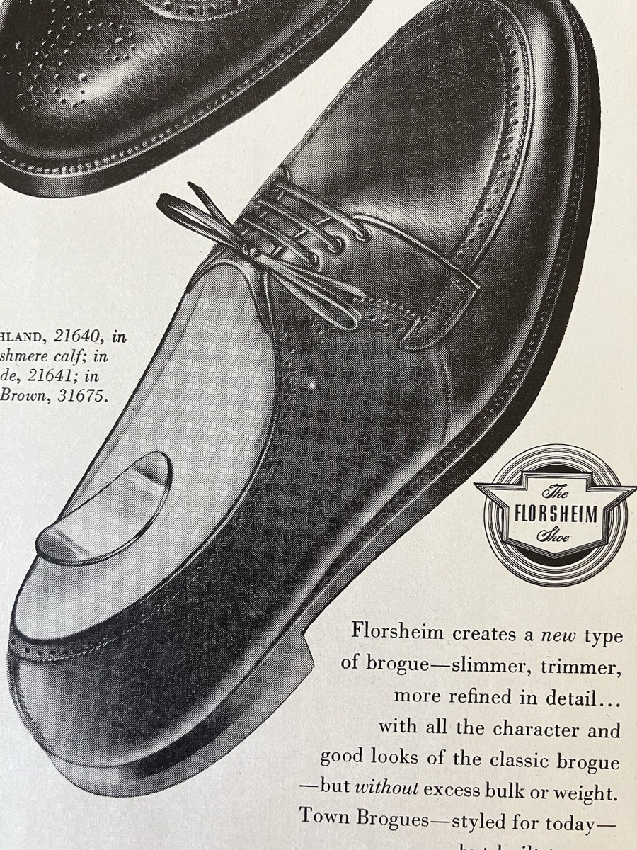 1960 Florsheim Shoes Town Brogues The Highland B&W Vintage