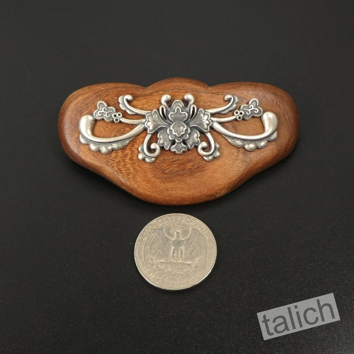 ヴィンテージ調 花柄装飾 ヘアブラシsterling silver Antique hair