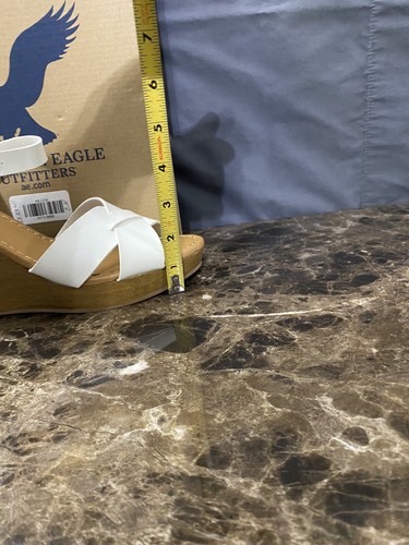 New American Eagle Outfitters White Strappy Wedge Heels Sandal Size 9 - Picture 6 of 8