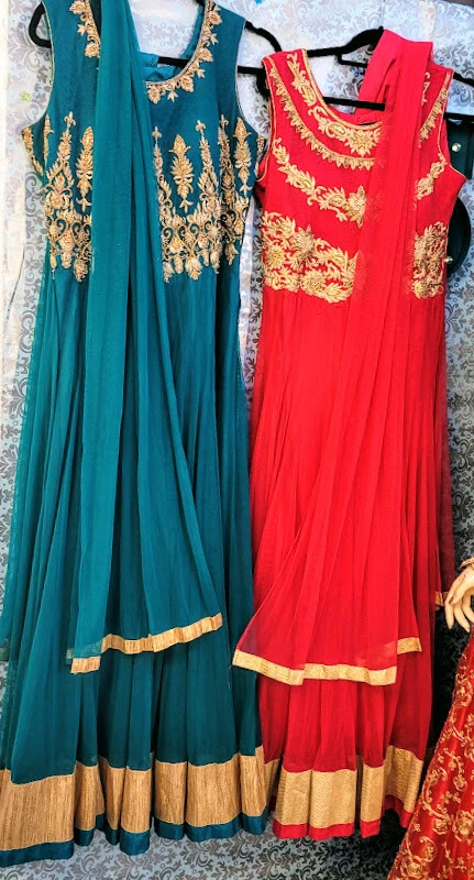 ~*~*~*~Audaz y hermosa red rosa largo anarkali Foto 2 de 3