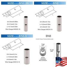 50-200x Bare Copper Wire Splice Butt Connectors Ferrule Crimp Terminals 22-10AWG