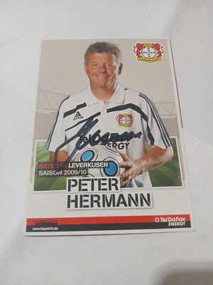 Signed Postcard Peter Hermann Bayer Leverkusen NEW